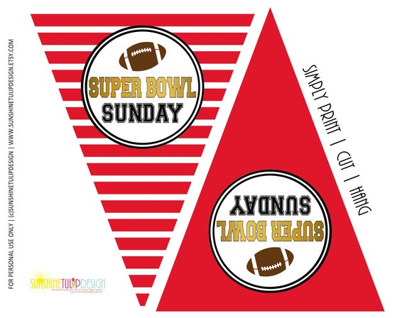 Printable SUPER BOWL party banner, Printable Tailgate Super Bowl Party, Superbowl Sunday Banner, Football Banner by SUNSHINETULIPDESIGN - Sunshinetulipdesign