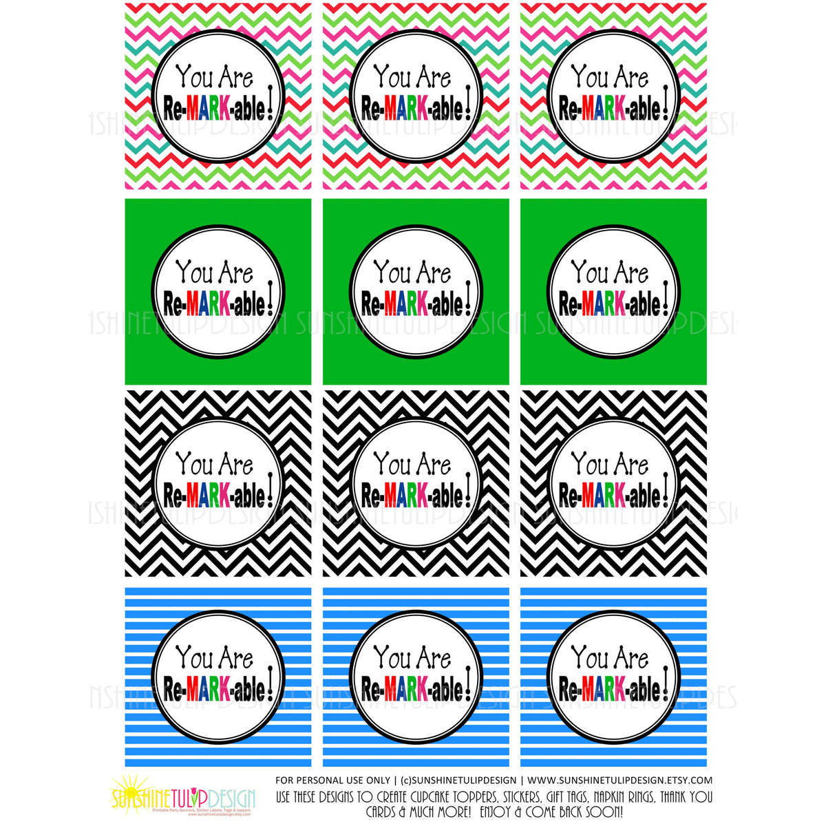 Printable Teacher Appreciation Gift Tags, You are ReMARKable Gift Tags ...