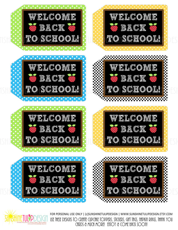 Printable Welcome Back to School Teacher Appreciation Tags - Sunshinetulipdesign