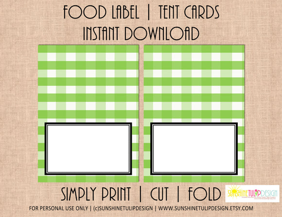 Printable Food Label Tent Cards Apple Green Buffalo Plaid Christmas, Holiday & All Occasion by SUNSHINETULIPDESIGN - Sunshinetulipdesign