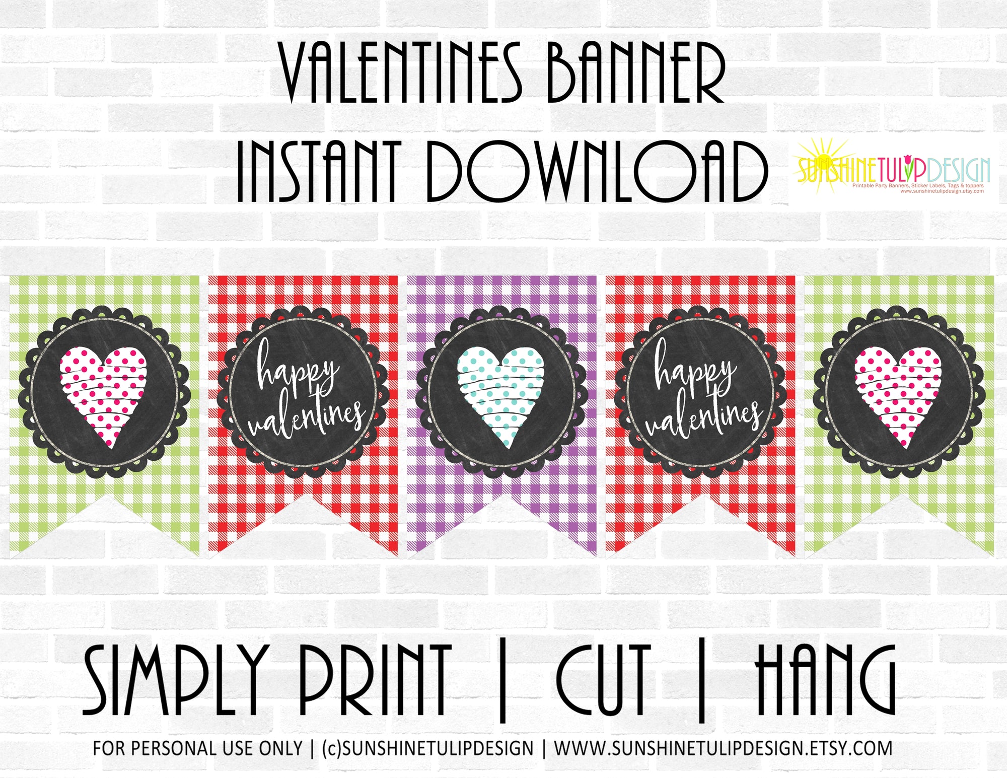 Printable Valentines Party Collection Decor, Printable Valentine's Day Party Decorations, Instant Download Valentines Party by SUNSHINETULIPDESIGN