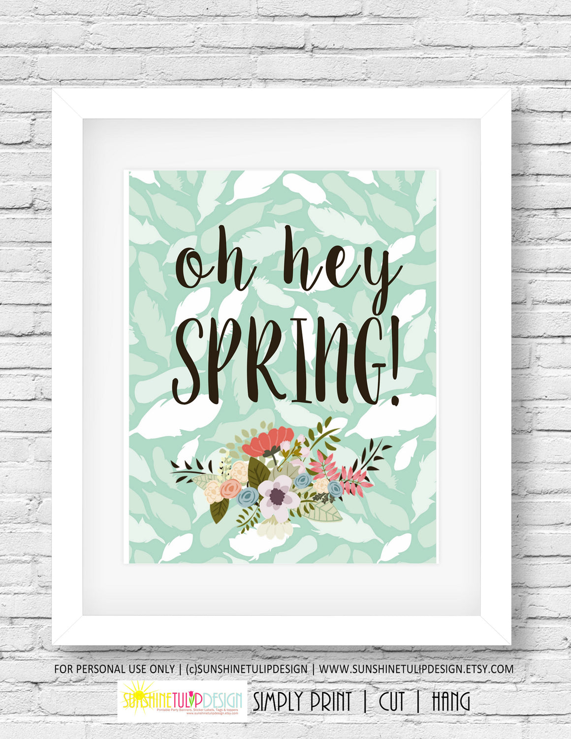 Printable Oh Hey Spring Art, Wall Sign, Planner Cover by SUNSHINETULIPDESIGN - Sunshinetulipdesign - 1