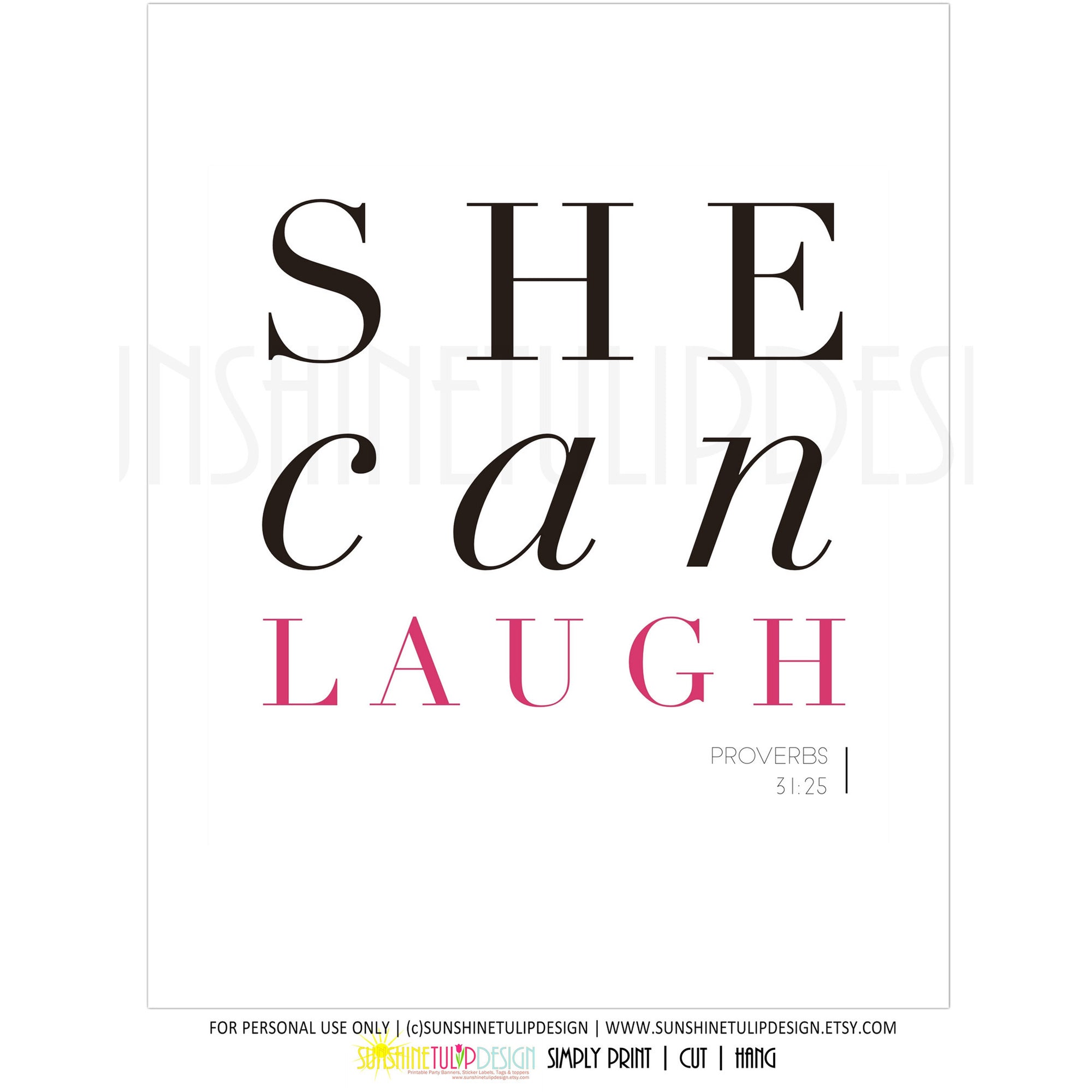Printable She Can Laugh Wall Art, Proverbs 31, Scripture Wall Art, Planner Cover Art by SUNSHINETULIPDESIGN - Sunshinetulipdesign - 3