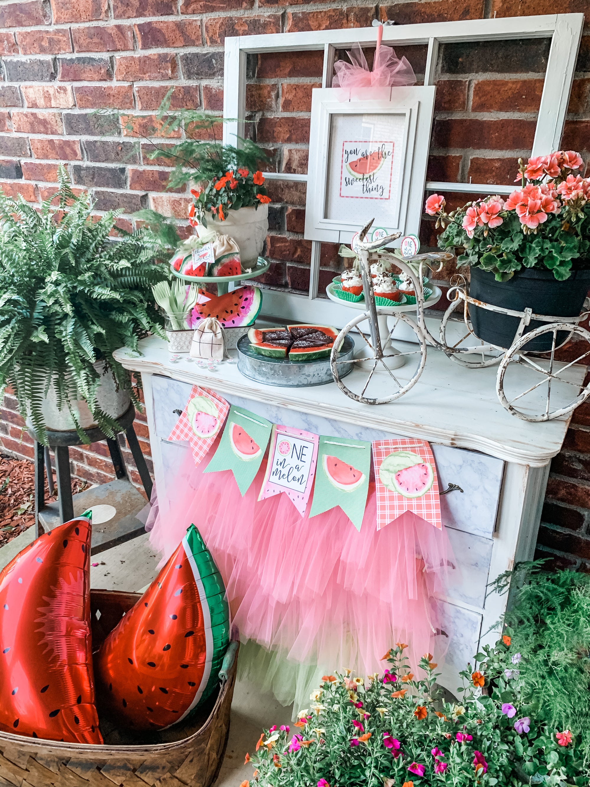 Printable Watermelon Party Decorations, Printable One in a Melon Birthday Decorations, Printable Fruit Birthday Decorations by SUNSHINETULIPDESIGN