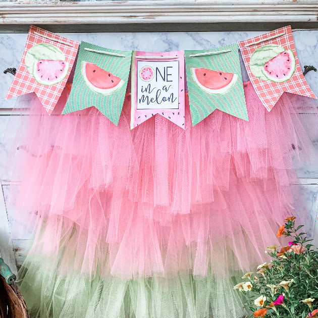 Printable Watermelon Party Decorations, Printable One in a Melon Birthday Decorations, Printable Fruit Birthday Decorations by SUNSHINETULIPDESIGN